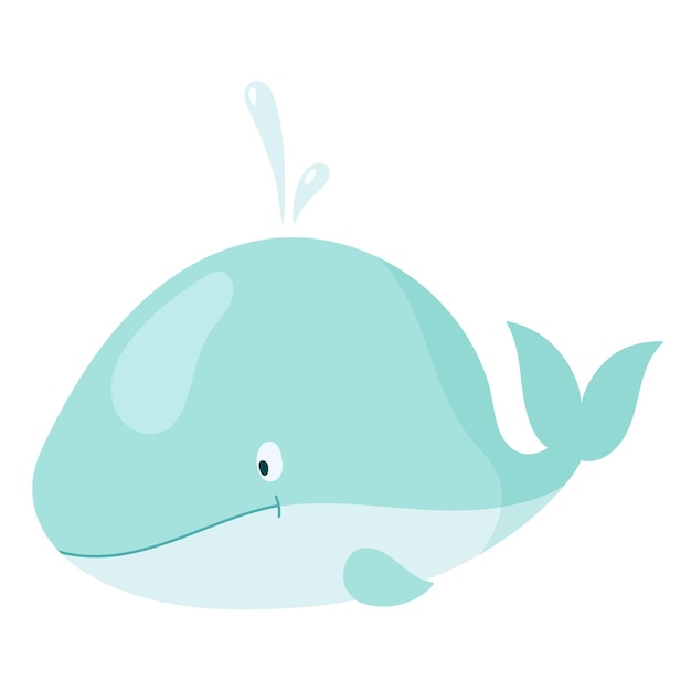 Ilustração isolada do vetor alegre da baleia azul dos desenhos animados