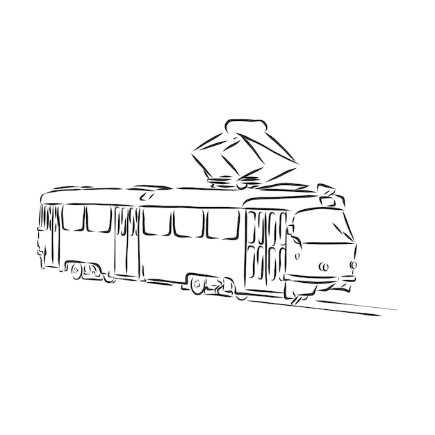 Ilustração isolada do vetor de um bonde. transporte público urbano