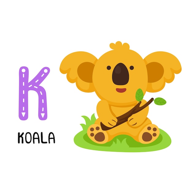 Vetor ilustração isolada letra do alfabeto animal kkoala