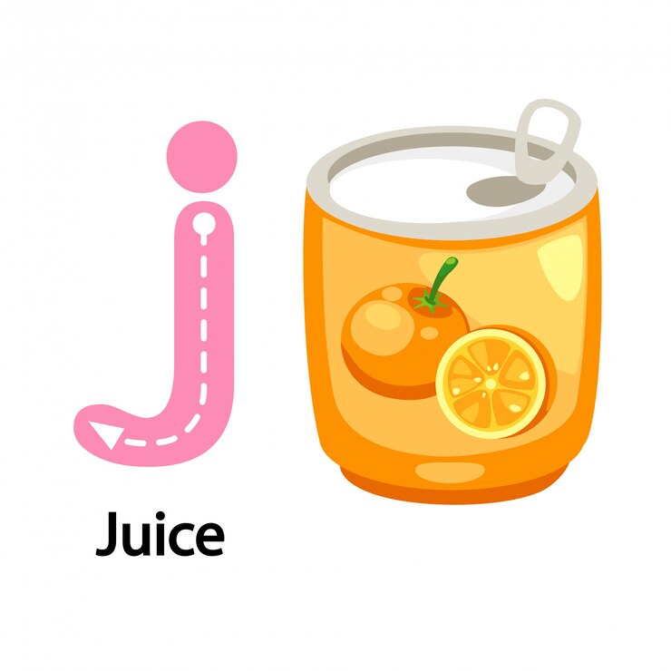 Vetor ilustração isolado alfabeto letra j-suco