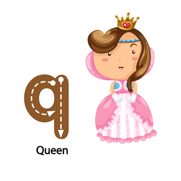 Ilustração isolado alfabeto letra q-queen