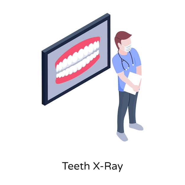 Ilustração isométrica da mandíbula ou dos dentes