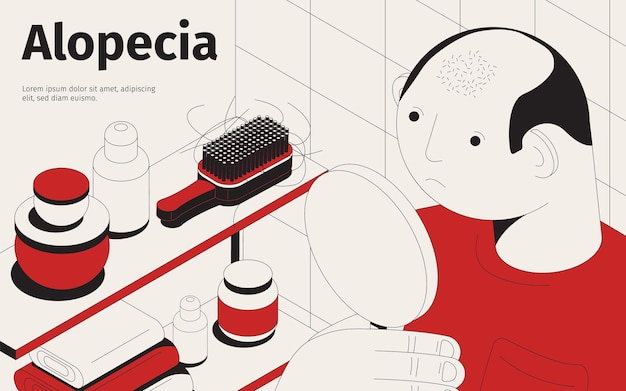 Ilustração isométrica de alopecia