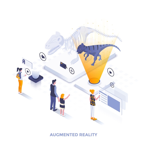 Ilustração isométrica de design plano moderno de realidade aumentada