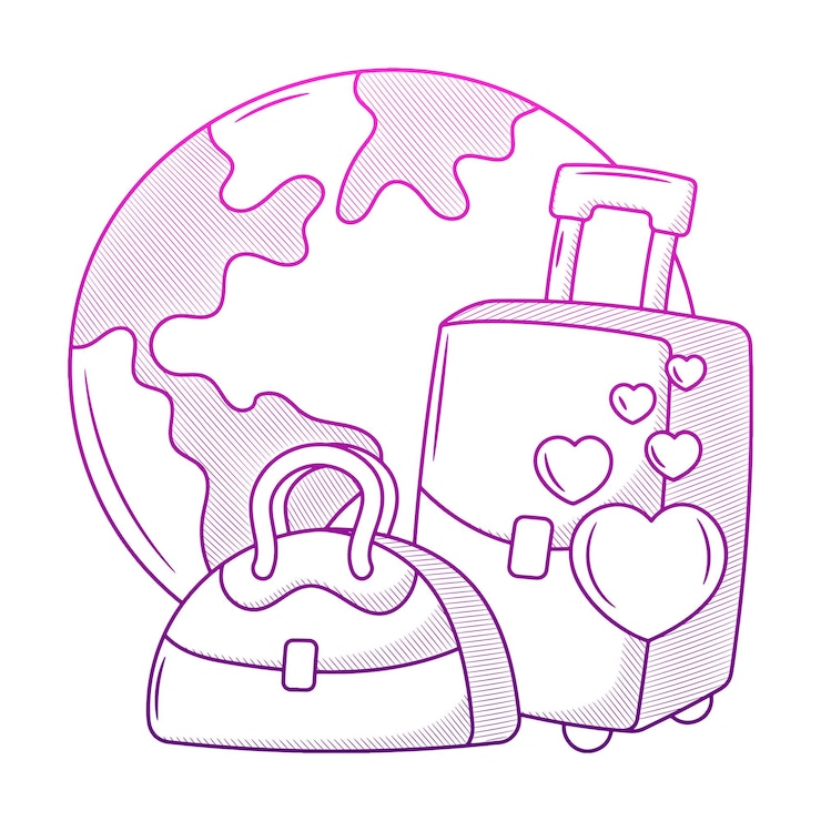 Vetor ilustração itinerante com estilo de doodle de contorno desenhado à mão