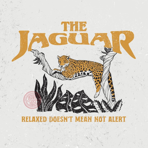 Vetor ilustração jaguar está deitado em uma árvore