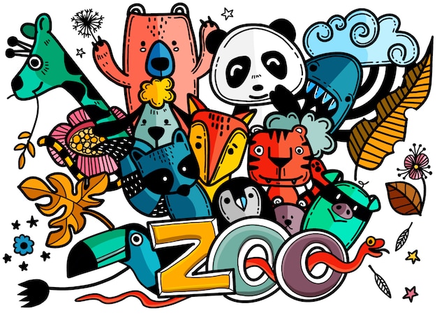 Ilustração jardim zoológico