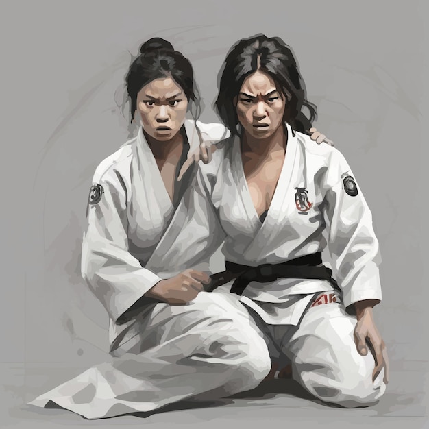 Vetor ilustração jiu jitsu mulheres