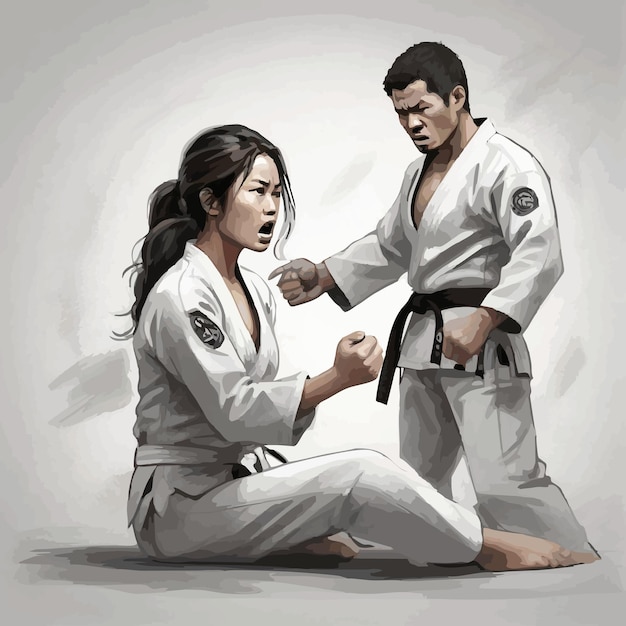 Vetor ilustração jiu jitsu mulheres