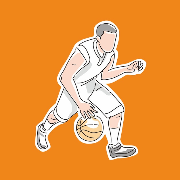 Ilustração jogador de basquete desenhado à mão com a bola