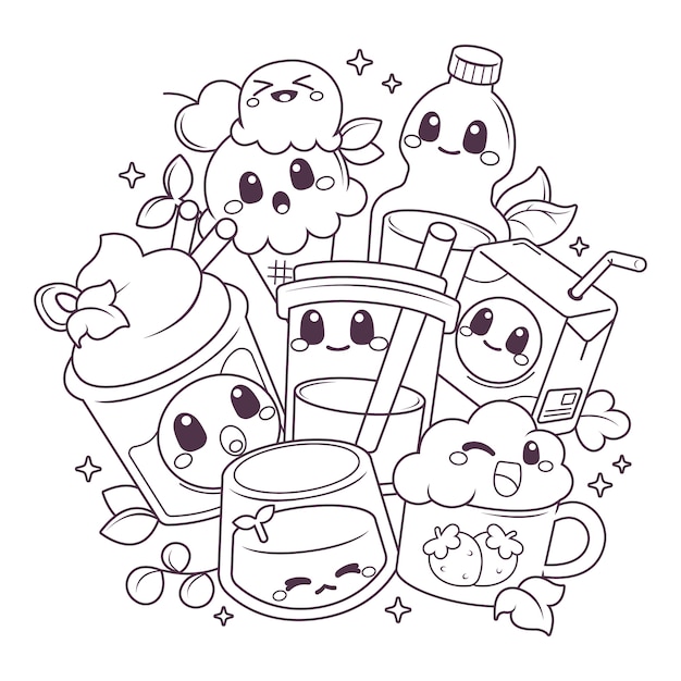 Ilustração kawaii desenhada à mão