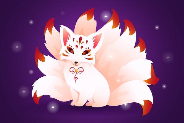 Ilustração kitsune gradiente