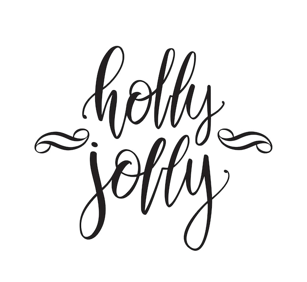 ilustração. Letras manuscritas de tipo pincel de Holly Jolly isoladas