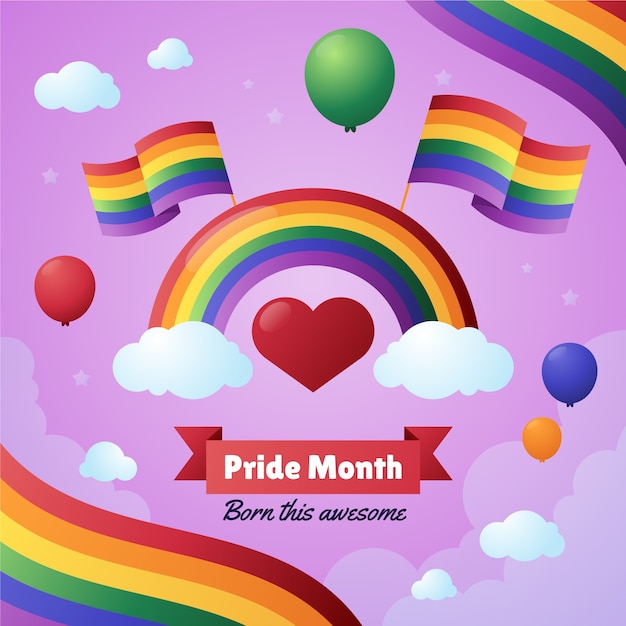 Ilustração lgbt do mês do orgulho gradiente