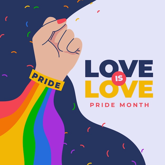 Ilustração lgbt do mês do orgulho plano