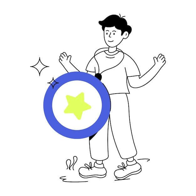 Ilustração linear da moda da recompensa do vencedor