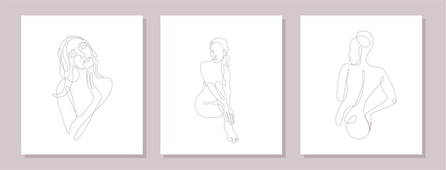 Ilustração lineart vetorial de mulher Logotipo de beleza feminina elegante Logotipo minimalista de arte de linha de mulher Desenho de estilo de uma linha