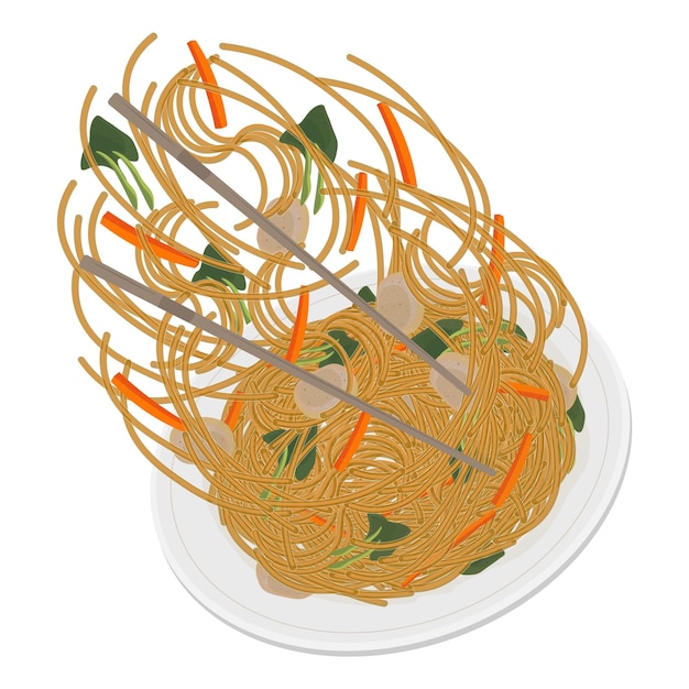 Ilustração Logo Clipart Levitação Bihun goreng Bastão de Arroz Frito ou macarrão de arroz frito