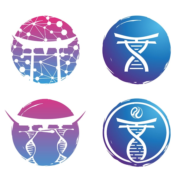 Vetor ilustração logotipo design dna colorido