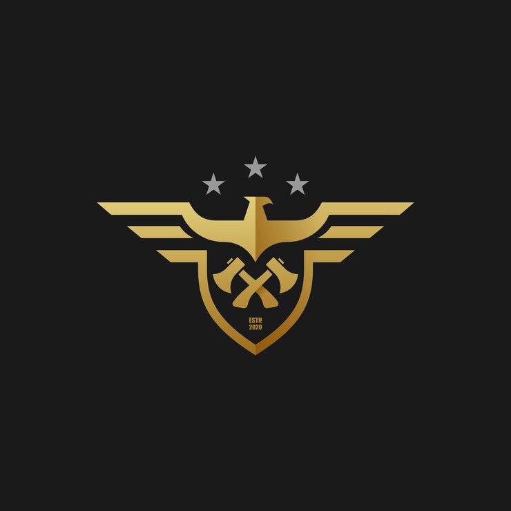Vetor ilustração logotipo estilo águia americana e construtor machado