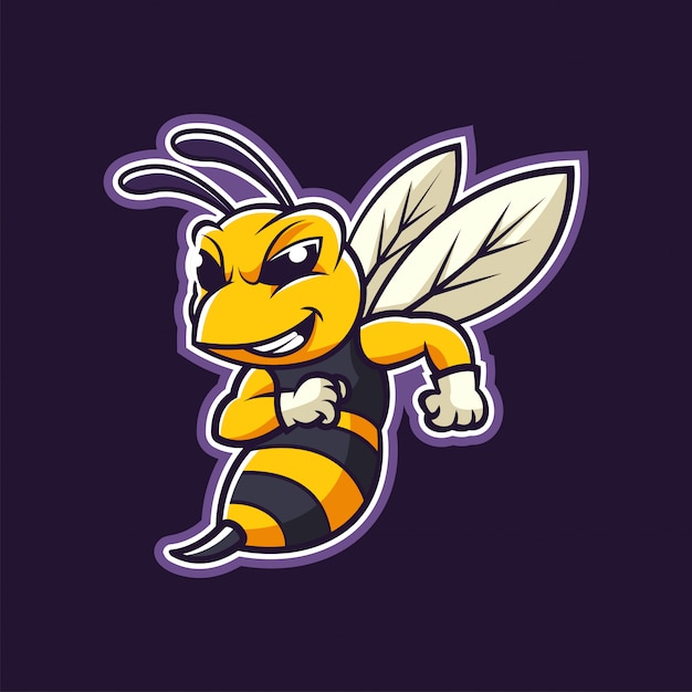 Ilustração logotipo hornet bee mascot cartoon