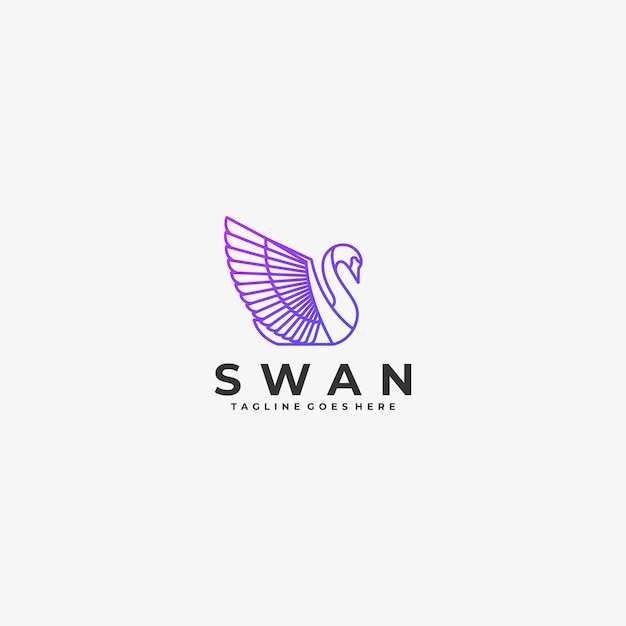 Ilustração Logotipo Pássaro Linha Gradiente Arte