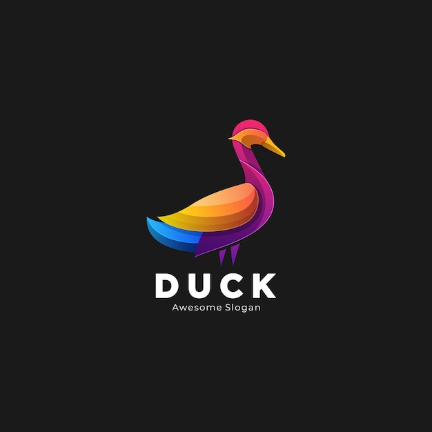 Ilustração logotipo pato elegante gradiente estilo colorido