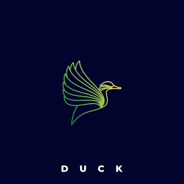 Ilustração logotipo pato voando gradiente colorido