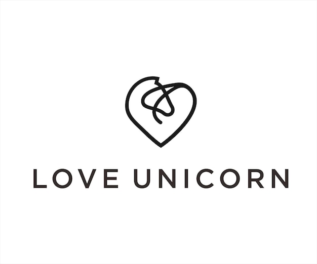 Ilustração love unicorn logotipo modelo modelo de design de ícone de silhueta