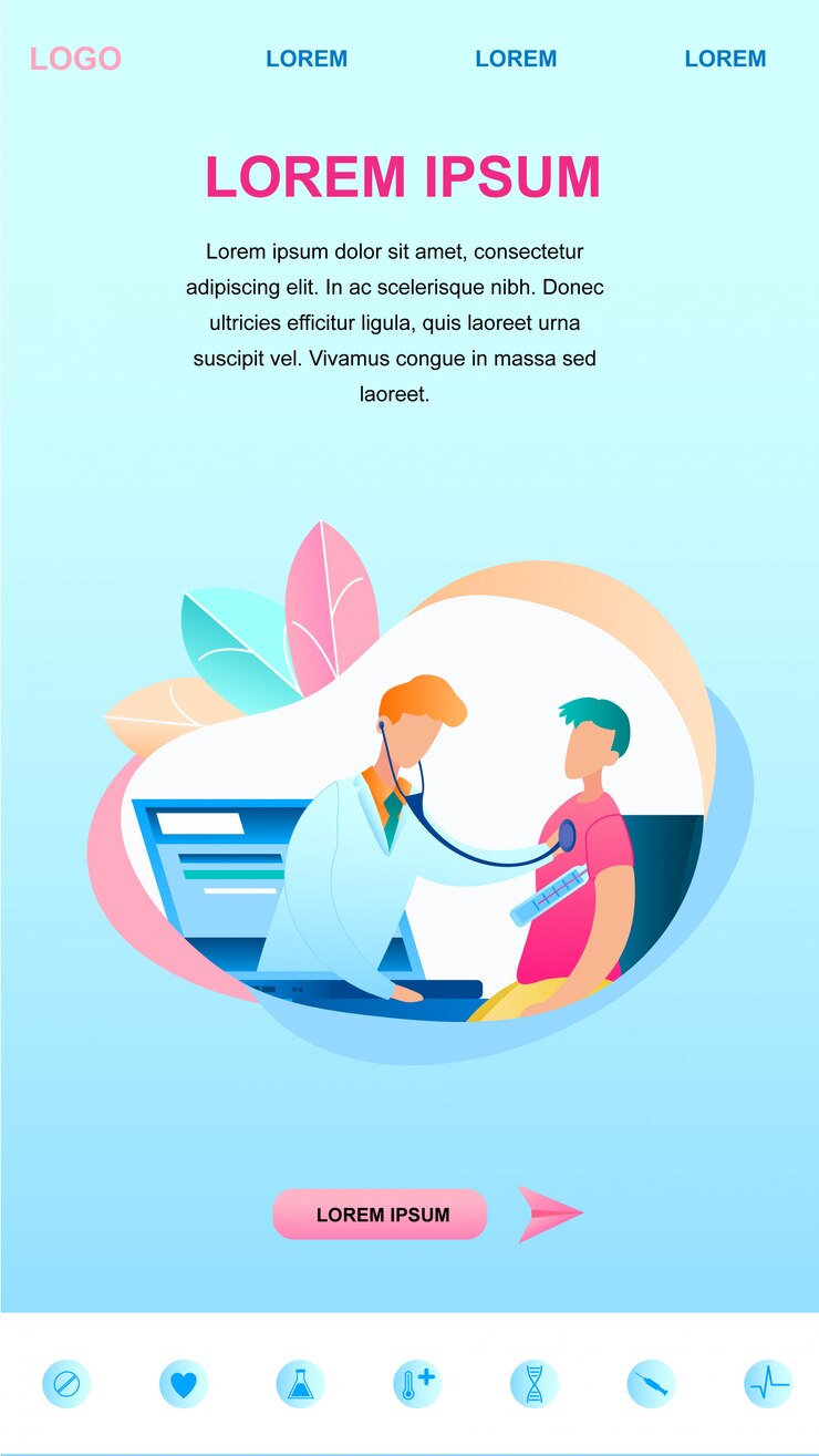 Vetor ilustração male doctor examines patient online