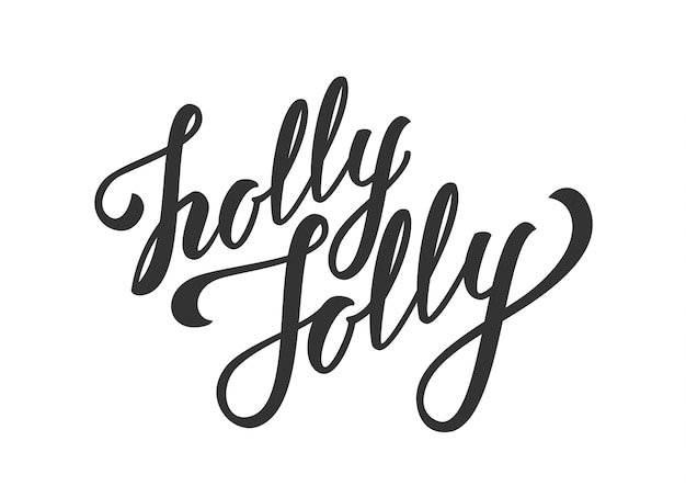 ilustração. Mão-extraídas letras de escova moderna elegante de Holly Jolly isolado no fundo branco.