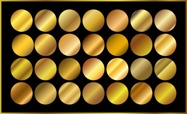 Ilustração metálica de textura de ícone de vetor de fundo de gradiente de ouro para moeda e rótulo de faixa de fita de quadro