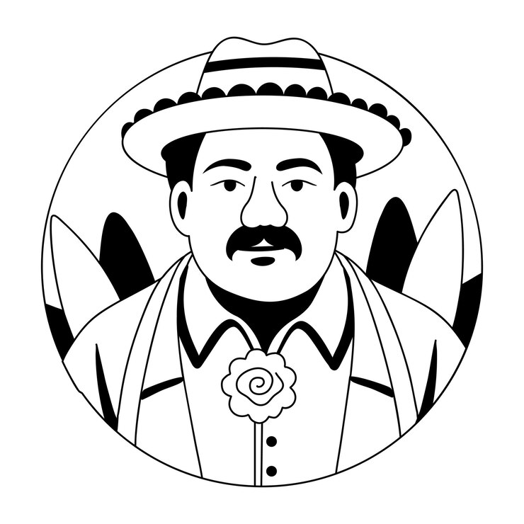 Vetor ilustração mexicana de diego rivera em estilo glifo