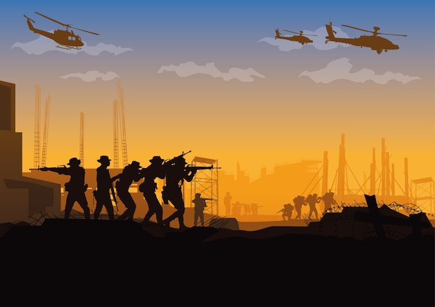 Ilustração militar, fundo do exército.