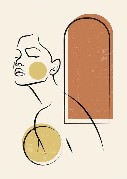 Ilustração minimalista abstrata com corpo de mulher linear