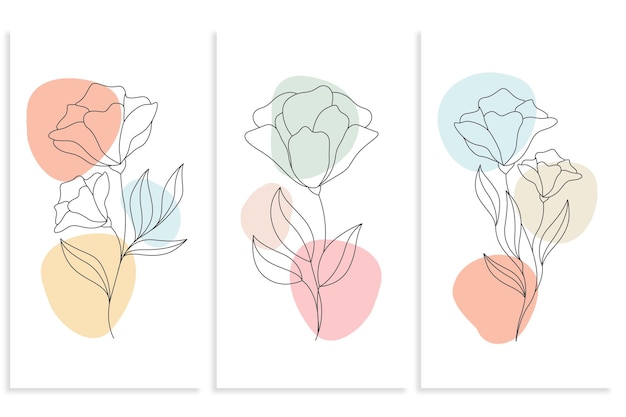 Ilustração minimalista de uma linha de desenho de flores em estilo de arte de linha