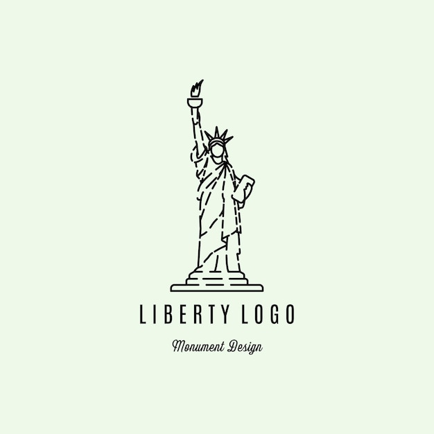 Ilustração minimalista do ícone simples da arte da linha do monumento da liberdade