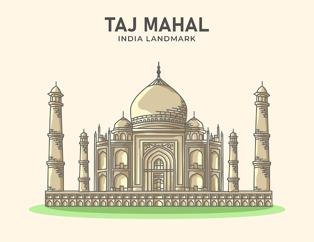 Vetor ilustração minimalista do taj mahal india