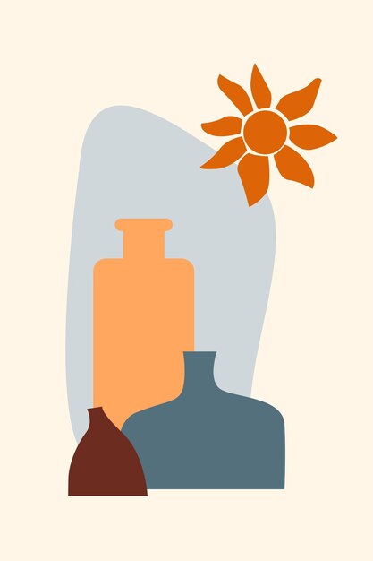 Ilustração minimalista do vaso boho