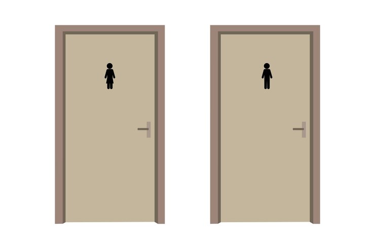 Vetor ilustração moderna com toalete doon wc símbolo de gênero conceito de higiene imagem de stock ilustração em vetor