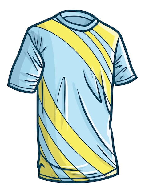 Vetor ilustração moderna de desenho animado de camiseta masculina azul claro amarelo