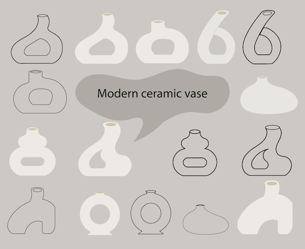 Ilustração moderna de vaso de cerâmica bege estilo Boho