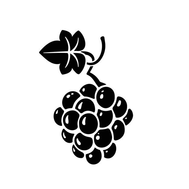 Ilustração monocromática de silhueta de bagas de uvas