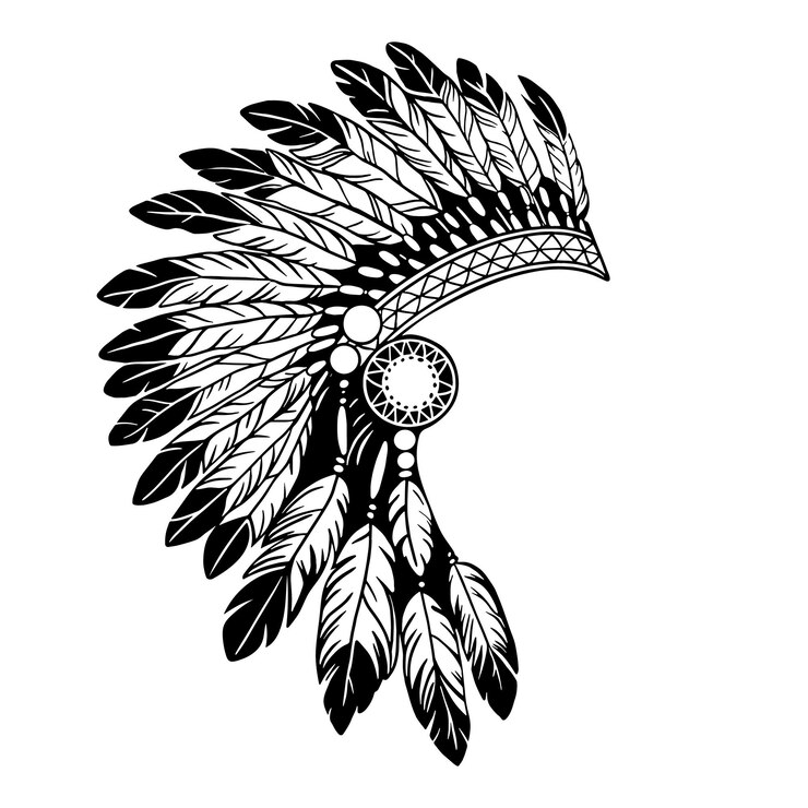 Vetor ilustração monocromática do chapéu tradicional dos índios americanos