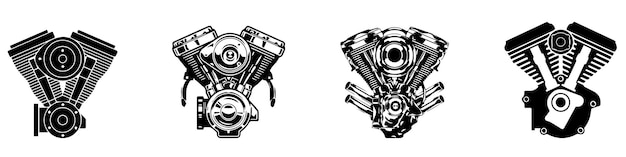 Vetor ilustração monocromática isolada do motor do carro no fundo branco eps 10