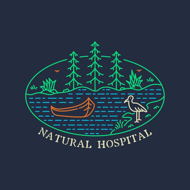 Ilustração monolinha hospitalar natural