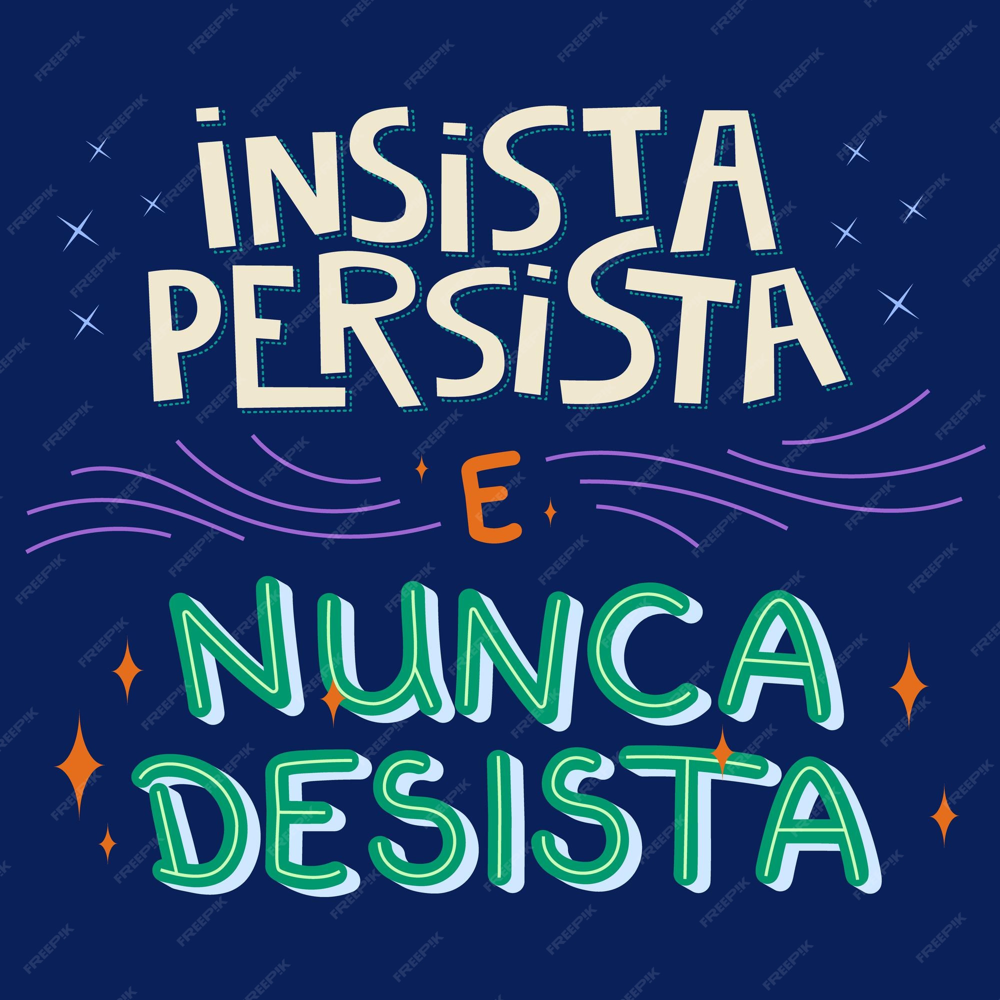 três ilustrações motivacionais em português brasileiro. tradução - dê sorte  - vai ficar tudo bem - insista, persista e nunca desista. 3646525 Vetor no  Vecteezy