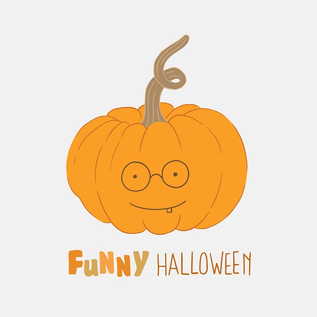 Ilustração no tema de halloween. uma abóbora sorridente com uma nota dia das bruxas engraçado.