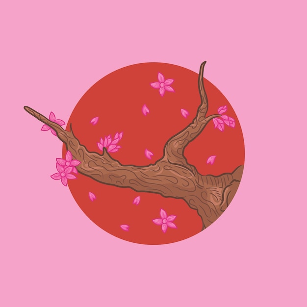 Ilustração o desabrochar das flores de cerejeira ou ohanami é uma tradição japonesa de apreciar a beleza das flores, especialmente as flores de cerejeira