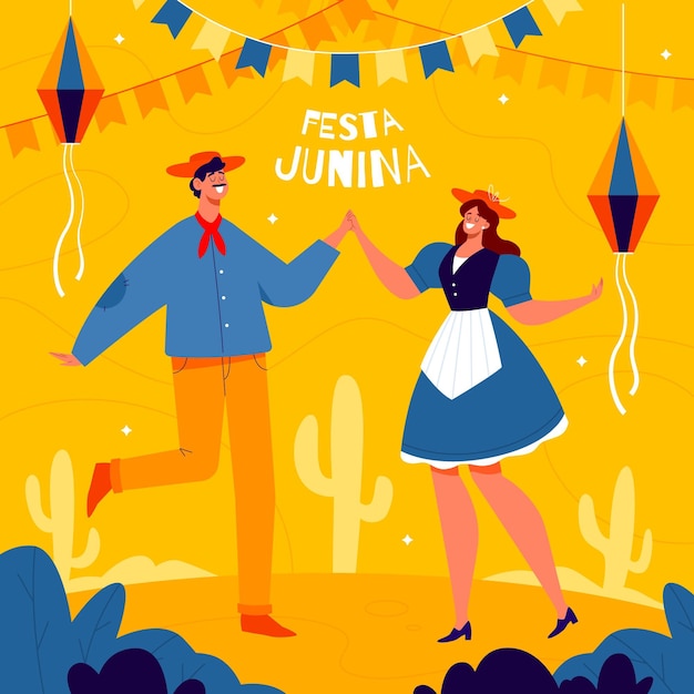 Vetor ilustração orgânica plana festa junina